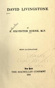 Cover of: David Livingstone by Horne, C. Silvester