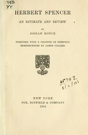 Cover of: Herbert Spencer by Josiah Royce