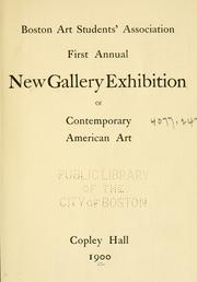 Cover of: Annual New Gallery exhibition of contemporary American art by Boston Art Students' Association.