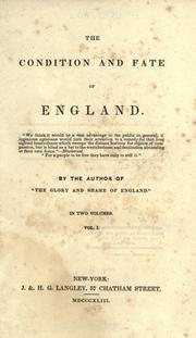 Cover of: The condition and fate of England by C. Edwards Lester