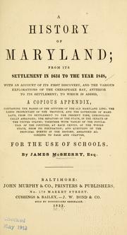 Cover of: A history of Maryland by McSherry, James, McSherry, James