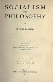 Cover of: Socialism and philosophy by Antonio Labriola