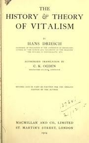 Cover of: The history & theory of vitalism