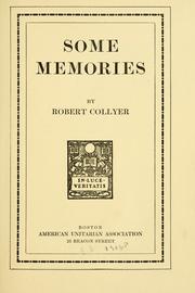 Cover of: Some memories by Robert Collyer