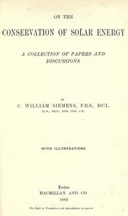 On the conservation of solar energy by Siemens, Charles William Sir