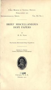 Cover of: Brief miscellaneous Hopi papers by H. R. Voth