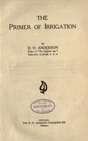 Cover of: Primer of irrigation.