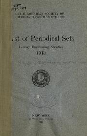 Cover of: List of periodical sets: library, Engineering Societies. 1913.