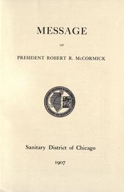 Cover of: Message of president Robert R. McCormick.