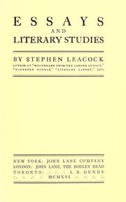 Essays and literary studies by Stephen Leacock