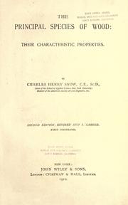 Cover of: The principal species of wood by Snow, Charles H., Snow, Charles H.