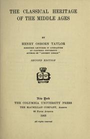 Cover of: The classical heritage of the Middle Ages. by Henry Osborn Taylor