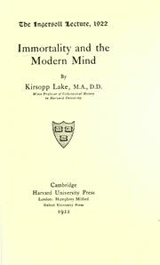 Cover of: Immortality and the modern mind. by Kirsopp Lake