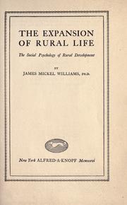 Cover of: The expansion of rural life by Williams, James Mickel