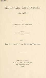 Cover of: American literature, 1607-1885. by Charles F. Richardson
