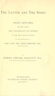 Cover of: The letter and the spirit by Robert Edward Bartlett