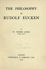 Cover of: The philosophy of Rudolf Eucken