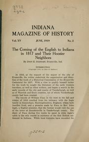 Cover of: The coming of the English to Indiana in 1817 and their Hoosier neighbors by John E. Iglehart