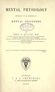 Cover of: Mental physiology: especially in its relations to mental disorders