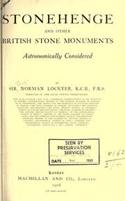 Cover of: Stonehenge and other British stone monuments astronomically considered.