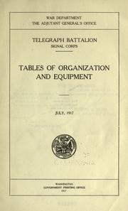 Cover of: Telegraph battalion, Signal corps. by United States. Adjutant-General's Office.