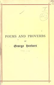 Cover of: English poems, together with his collection of proverbs entitled Jacula prudentum.