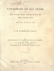 Cover of: Catalogue of 9842 stars: or, All stars very conspicuous to the naked eye, for the epoch of 1900.