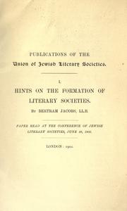 Cover of: Hints on the formation of literary societies