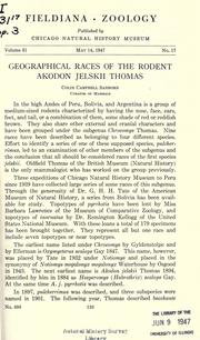 Cover of: Geographical races of the rodent Akodon jelskii Thomas. by Sanborn, Colin Campbell