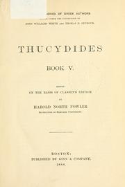 Cover of: Thucydides. Book 5.  Edited on the basis of Classen's edition