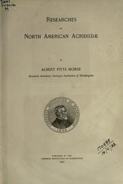 Researches on North American Acridiidae by Albert P. Morse