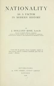 Cover of: Nationality as a factor in modern history by J. Holland Rose