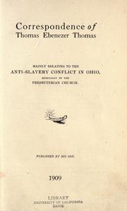Cover of: Correspondence of Thomas Ebenezer Thomas