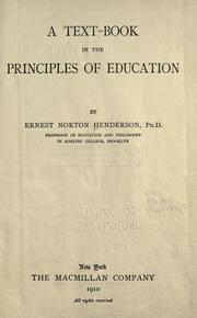 Cover of: Text-book in the principles of education.