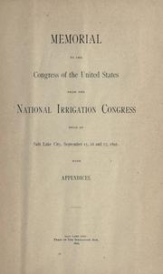 Cover of: Memorial to the Congress of the United States from the National Irrigation Congress by 