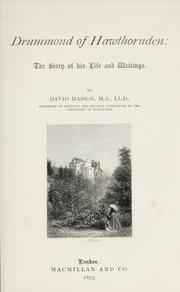 Cover of: Drummond of Hawthornden by David Masson, David Masson