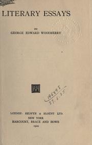 Cover of: Literary essays. by George Edward Woodberry