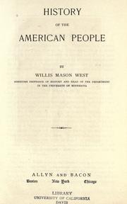 Cover of: History of the American people by West, Willis M.