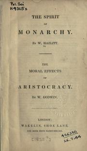 Cover of: The spirit of monarchy by William Hazlitt