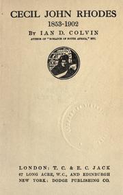 Cover of: Cecil John Rhodes, 1853-1902.