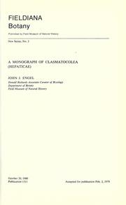 Cover of: A monograph of Clasmatocolea (Hepaticae)