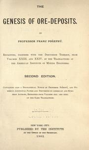 Cover of: The genesis of ore deposits. by František Pošepný