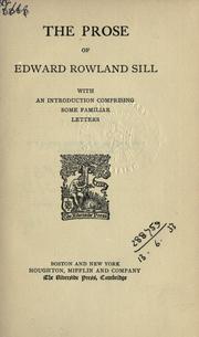 Cover of: Prose by Edward Rowland Sill