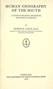 Cover of: Human geography of the South by Rupert Bayless Vance