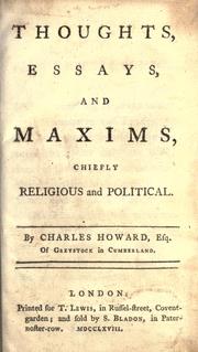 Cover of: Thoughts, essays, and maxims, chiefly religious and political. by Charles Howard Duke of Norfolk