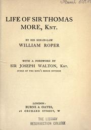Cover of: The life of Sir Thomas More by William Roper