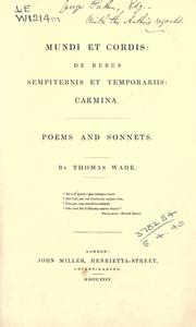 Cover of: Mundi et cordis: De rebus sempiternis et temporariis: Carmina: Poems and sonnets.