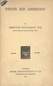 Cover of: Essays and addresses. by Bernard Bosanquet