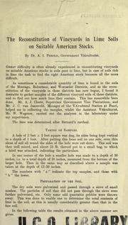 The reconstitution of vineyards in lime soils on suitable American stocks by Abraham Izaak Perold