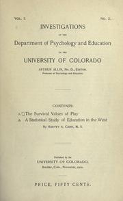 Cover of: The survival values of play ... by Carr, Harvey A., Carr, Harvey A.